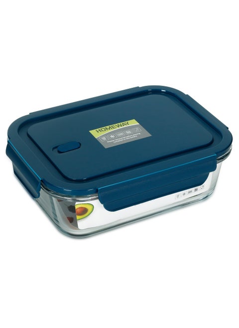 HOMEWAY 1040ml Rectangle Glass Food Storage Container with Airtight Lid – Microwave & Oven Safe