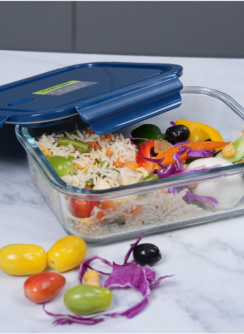 HOMEWAY 1040ml Rectangle Glass Food Storage Container with Airtight Lid – Microwave & Oven Safe