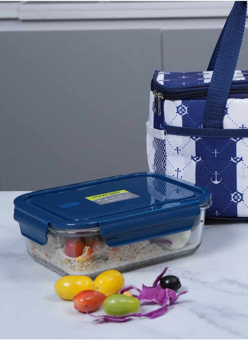 HOMEWAY 1040ml Rectangle Glass Food Storage Container with Airtight Lid – Microwave & Oven Safe