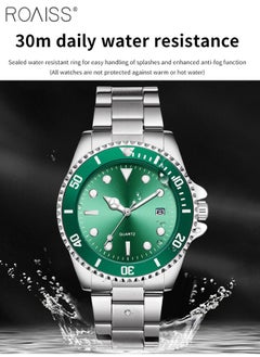 roaiss Stainless Steel Strap Couple Quartz Watch Set, Analog Display Round Dial with Rotatable Bezel, Luminous Waterproof Calendar Watch Gift for Men Women  - Image 4