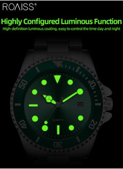 roaiss Stainless Steel Strap Couple Quartz Watch Set, Analog Display Round Dial with Rotatable Bezel, Luminous Waterproof Calendar Watch Gift for Men Women  - Image 5