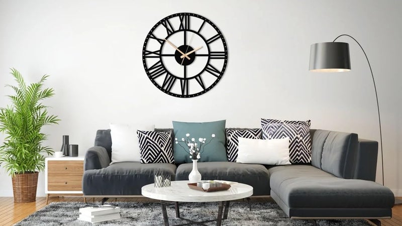 PRAMUKH FASHION PRAMUKH FASHION Stylish Metal Wall Clock for Living RoomAntique Big Size Modern Wall Watch for Bedroom Office Kitchen Hall Home Decor 40 cm Black DA114  - Image 1