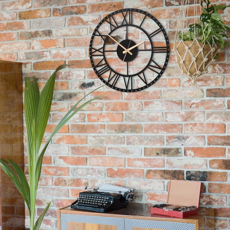 PRAMUKH FASHION PRAMUKH FASHION Stylish Metal Wall Clock for Living RoomAntique Big Size Modern Wall Watch for Bedroom Office Kitchen Hall Home Decor 40 cm Black DA114  - Image 3