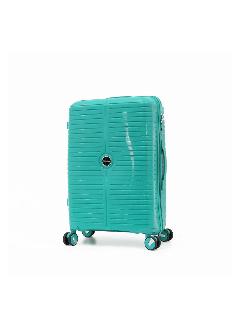 إلنترا unbreakable hardshell pp luggage set with 8 wheels thick shell multi layer pp 3 piece set, 20, 24, 28 inch (green)