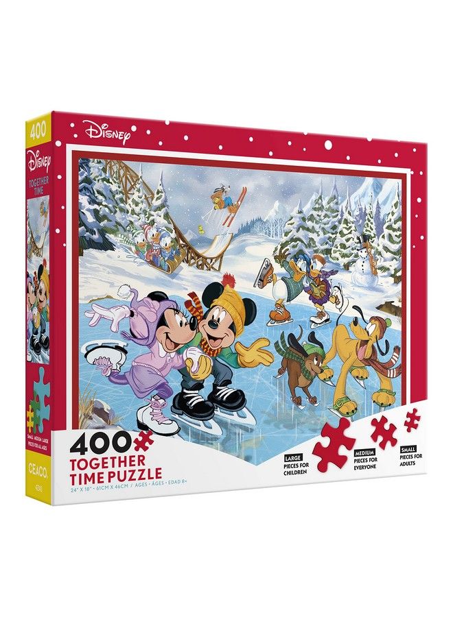 Ceaco Disney Holiday Together Time Mickey & Minnie Skating 400 Piece Jigsaw Puzzle - Image 4