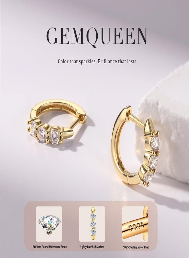 GEMQUEEN أقراط حلقية من المويسانايت من جيم كوين: أقراط مطلية بالذهب الأبيض عيار 18 قيراطًا، مصنوعة من الفضة الإسترليني عيار 925، مضادة للحساسية، صغيرة الحجم، مناسبة للنساء والرجال، قطع دائري متعدد الألوان، درجة نقاء VVS1، صغيرة، من الفضة الإسترليني - Image 2