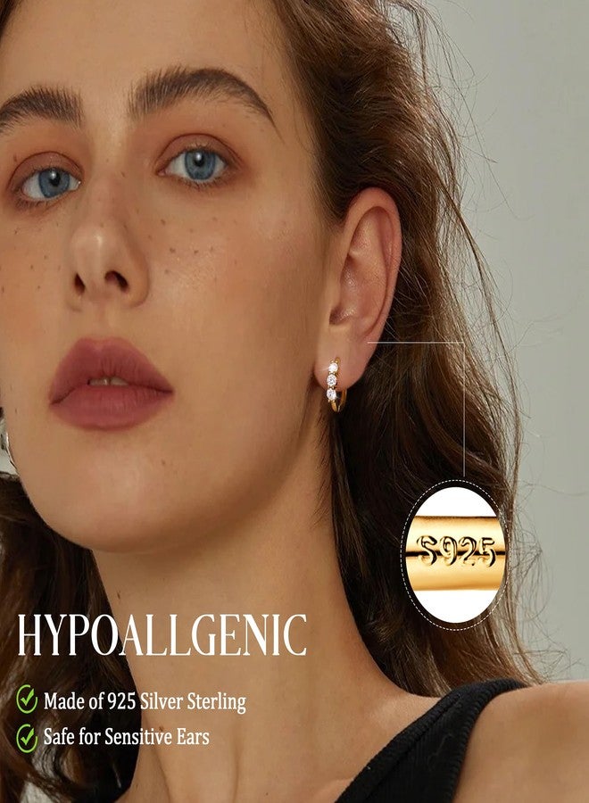 GEMQUEEN أقراط حلقية من المويسانايت من جيم كوين: أقراط مطلية بالذهب الأبيض عيار 18 قيراطًا، مصنوعة من الفضة الإسترليني عيار 925، مضادة للحساسية، صغيرة الحجم، مناسبة للنساء والرجال، قطع دائري متعدد الألوان، درجة نقاء VVS1، صغيرة، من الفضة الإسترليني - Image 3