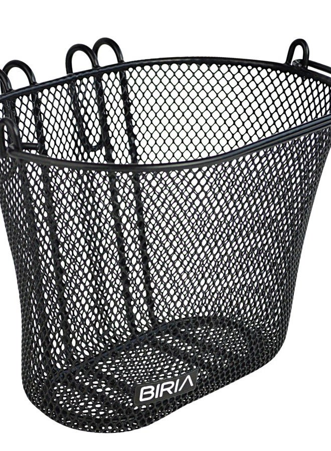 Biria Basket with Hooks Black, Front, Removable, Wire mesh Small, Kids Bicycle Basket, Black - Image 1
