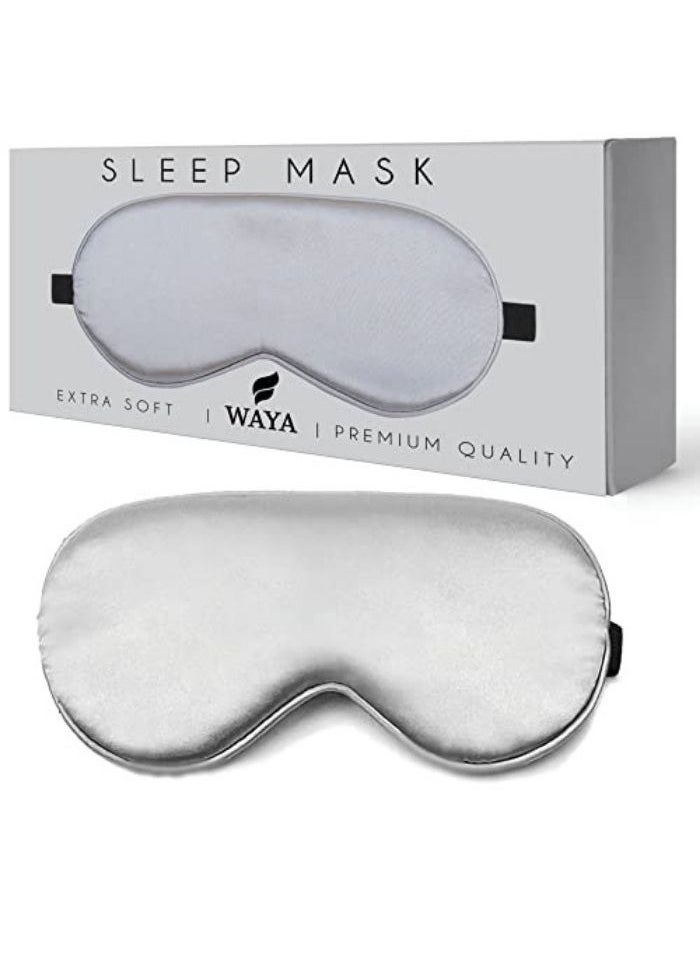 WAYA WAYA 3D Limited Silk Sleep Eye Mask for Men Women with Adjustable Strap - 3D Tailored Cup with Adaptable Sponge - Sleeping Mask & Blindfold - Block Upto 100% Light - Eye Shade Cover Grey  - Image 3