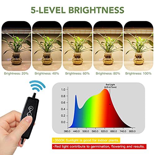 GYTF LED Grow Light Strips, 3500K 90-Bulb Full Spectrum Dimmable Plant Growing Lamp Bars with Auto ON/Off Timer for Indoor Plants Succulents Seeds Starting Hydroponics, Extendable Design - Image 3