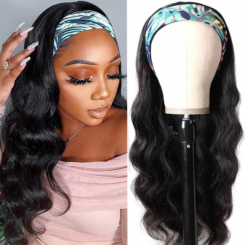 higher Body Wave Headband Human Hair Wig 28 Inch Glueless None Lace Front Wig Brazilian Virgin Hair Wear and Go Wigs for Black Women 150 Density Wigs Natural Color