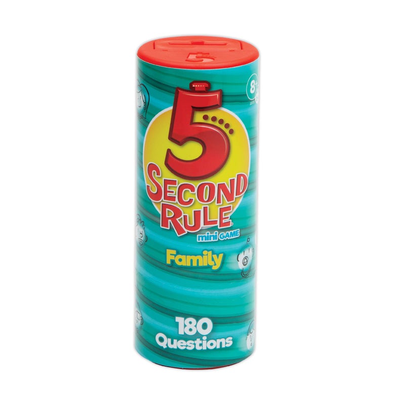 5 Second Rule Game Family Edition (Mini Tube) - Simple Question Card Game for Family Fun, Party, Kids, Travel, Game Night & Sleepovers - Think Fast and Shout Out Answers - for Ages 8+ - Image 1