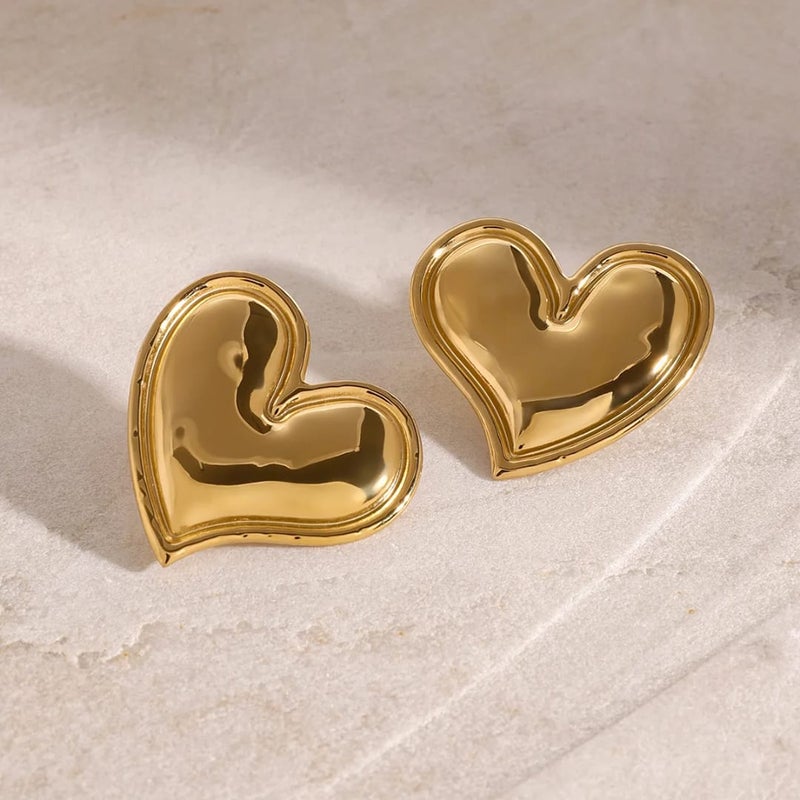 FLUFFY Gold Shape Heart Earrings - Image 2