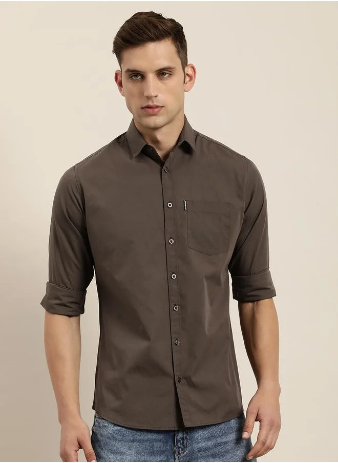Dillinger Dillinger Men's Brown Solid Shirt by Styli