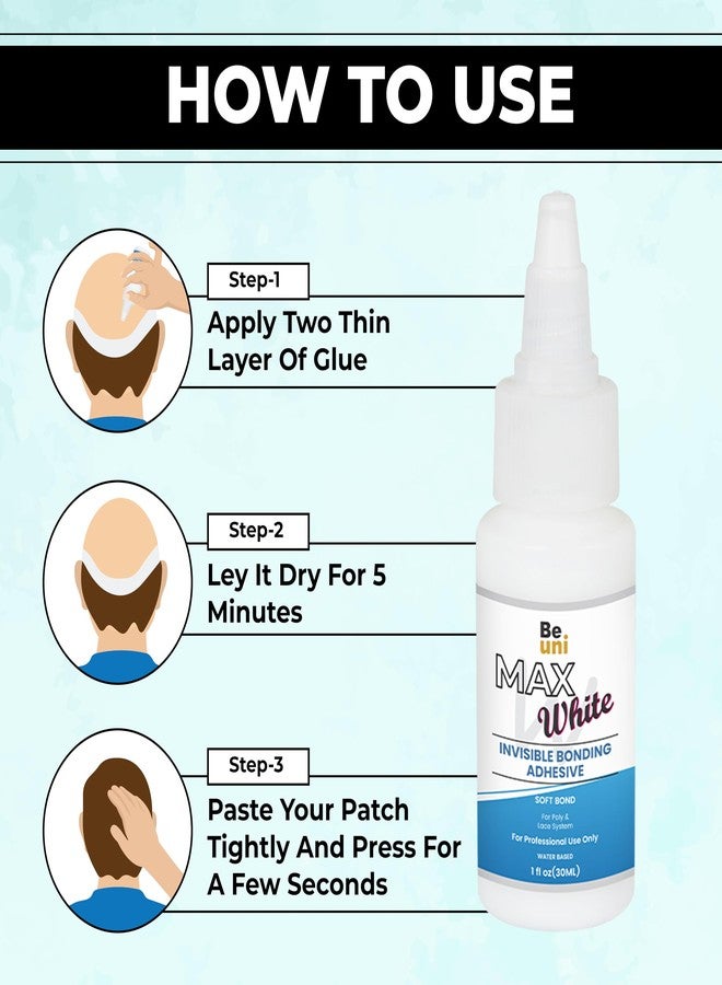 beuni Max White Wig Adhesive for Strong Hold of Wigs Water Based Skin Safe Hair Wig Glue Long Lasting Hold Up to 18 to 25 Days for Lace and Poly Units 1 Oz (Max White) - Image 5