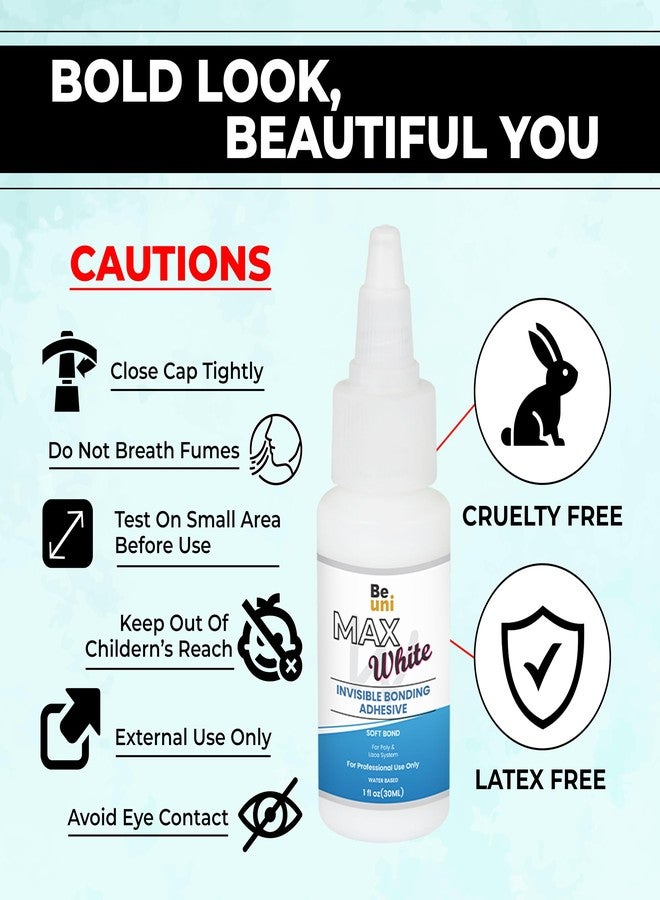 beuni Max White Wig Adhesive for Strong Hold of Wigs Water Based Skin Safe Hair Wig Glue Long Lasting Hold Up to 18 to 25 Days for Lace and Poly Units 1 Oz (Max White) - Image 2