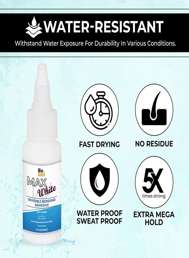 beuni Max White Wig Adhesive for Strong Hold of Wigs Water Based Skin Safe Hair Wig Glue Long Lasting Hold Up to 18 to 25 Days for Lace and Poly Units 1 Oz (Max White) - Image 4