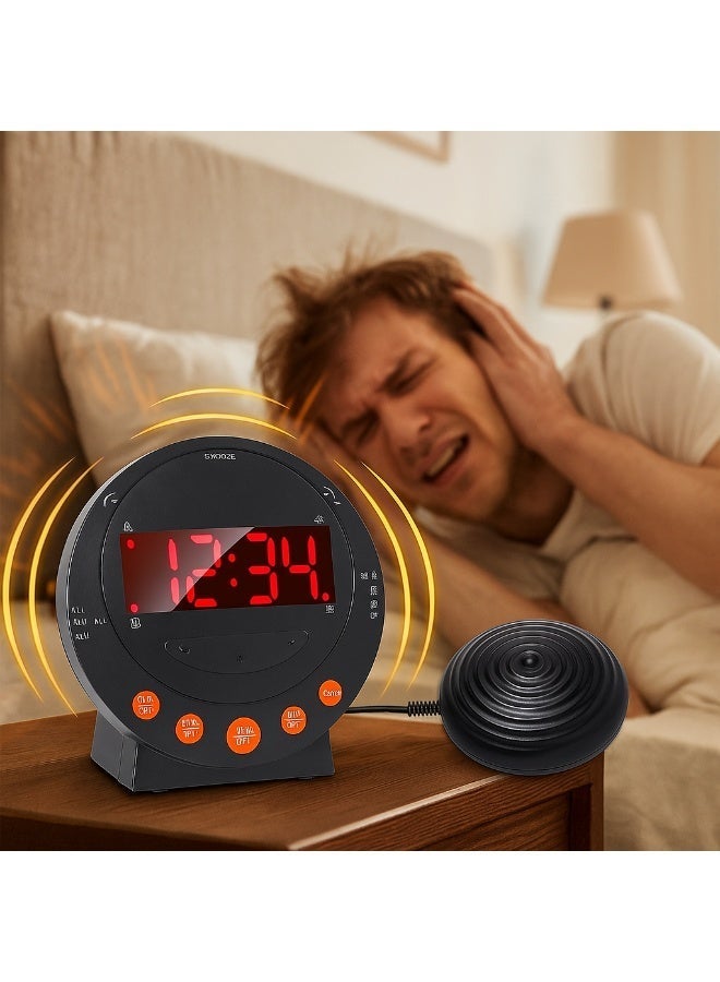 Y&D Alarm Clock with Bed Shaker and Vibrating Alarm Adjustable Brightness Snooze Function Dual Alarm Setting USB Charging Port and LED Digital Display - Image 1