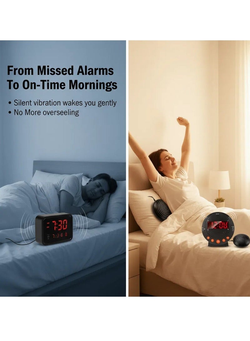 Y&D Alarm Clock with Bed Shaker and Vibrating Alarm Adjustable Brightness Snooze Function Dual Alarm Setting USB Charging Port and LED Digital Display - Image 5