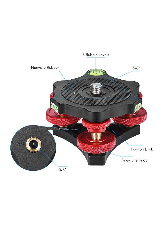 ANDOER - Andoer LP-64 Tripod Leveling Base Tri-wheel Precision Leveler with Bubble Level 3/8 - Image 1