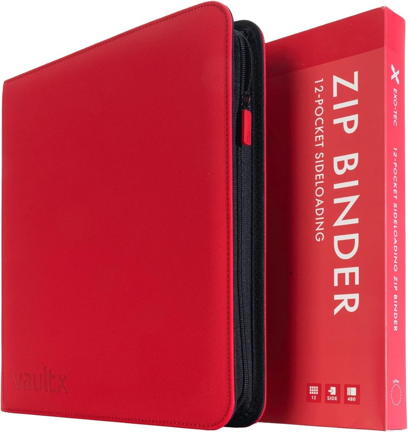 Vault X 12 Pocket Trading Card Zip Binder - 480 cards, Premium Exo-Tec Album Material, 20 Side-Loading Pages, Folder for Collectible Card Games, Sports, TCG (Red) - Image 1