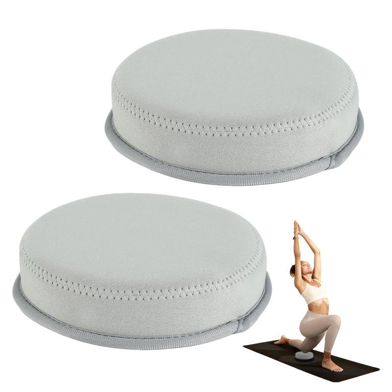 ECOESPTI Yoga Knee Pad, 1.57 Inch Thick, Memory Foam and EPE Foam, for Knees Elbows Wrist Hands Head Yoga Pilates Work Out Kneeling Pad, Exercise Mat, 2 Light Gray - Image 1