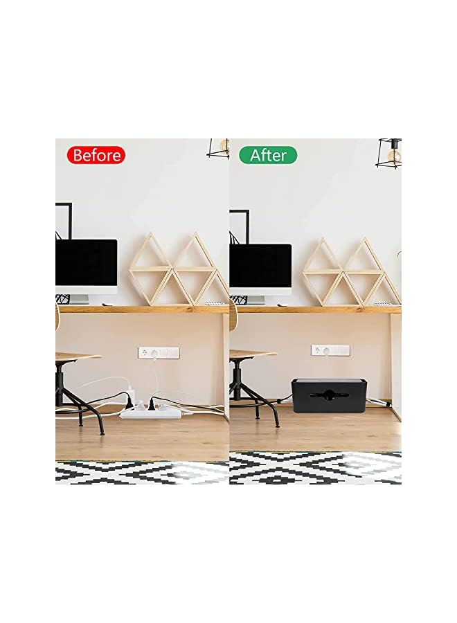 Wicofen Management Box - Wooden Style Large Cord Organizer Box to Hide Wires & Power Strips | Desk Computer Cable Organizer Box | Safe ABS Material |16" (L) x 6.2" (W) 5.3" (H)|for Home & Office - Image 4