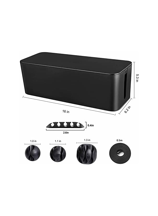 Wicofen Management Box - Wooden Style Large Cord Organizer Box to Hide Wires & Power Strips | Desk Computer Cable Organizer Box | Safe ABS Material |16" (L) x 6.2" (W) 5.3" (H)|for Home & Office - Image 2