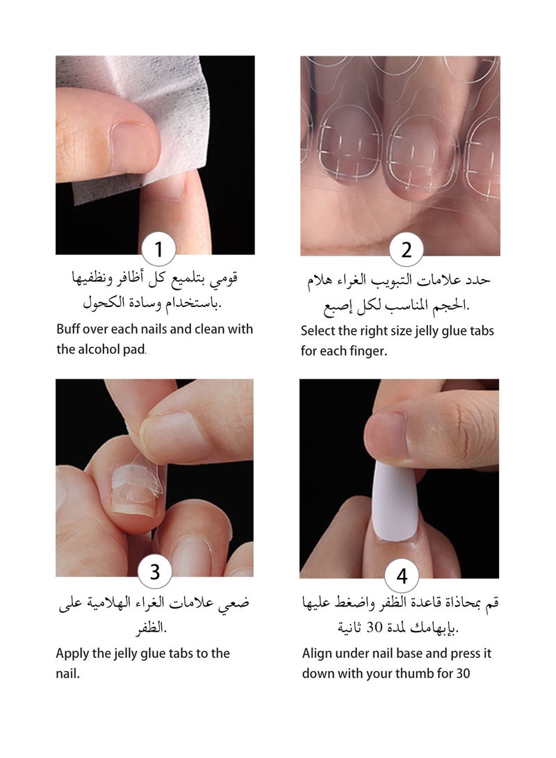 Generic 10 PCS Handmade False Nails, White Pink Silver Diamond Shimmer, Short Press On Nails  - Image 3