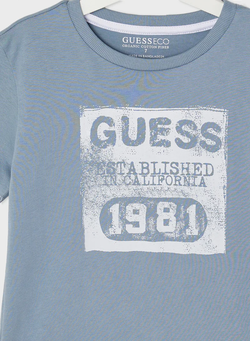 GUESS Kids Logo Crew Neck T-Shirt