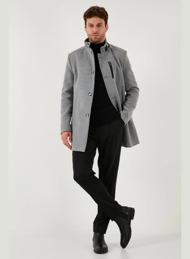 Buratti  Buratti Slim Fit Buttoned Stand Collar Cashmere Coat Men's COAT 5840099 for Men | Best Price UAE