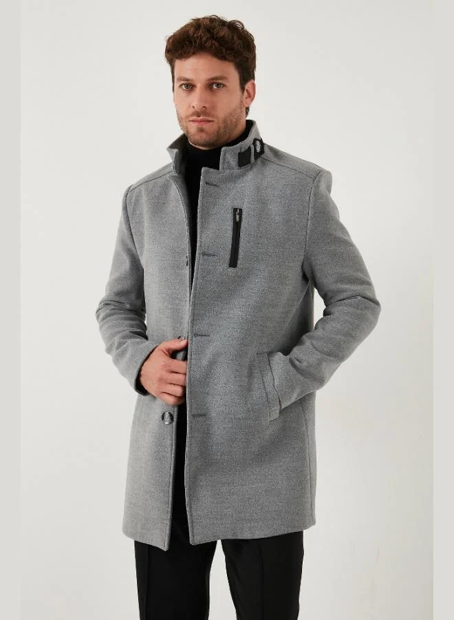 Buratti  Buratti Slim Fit Buttoned Stand Collar Cashmere Coat Men's COAT 5840099 for Men | Best Price UAE