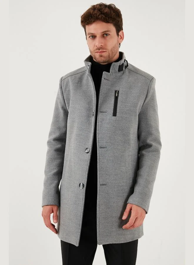 Buratti Slim Fit Buttoned Stand Collar Cashmere Coat Men's COAT 5840099