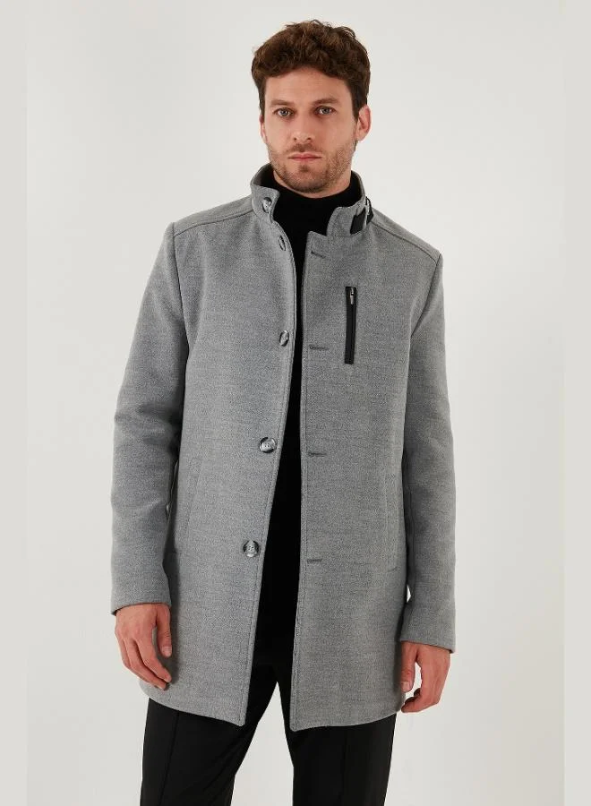 Buratti  Buratti Slim Fit Buttoned Stand Collar Cashmere Coat Men's COAT 5840099 for Men | Best Price UAE