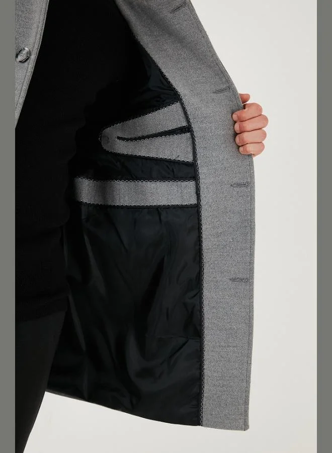 Buratti  Buratti Slim Fit Buttoned Stand Collar Cashmere Coat Men's COAT 5840099 for Men | Best Price UAE