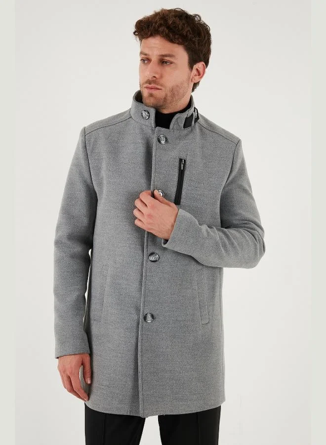Buratti  Buratti Slim Fit Buttoned Stand Collar Cashmere Coat Men's COAT 5840099 for Men | Best Price UAE