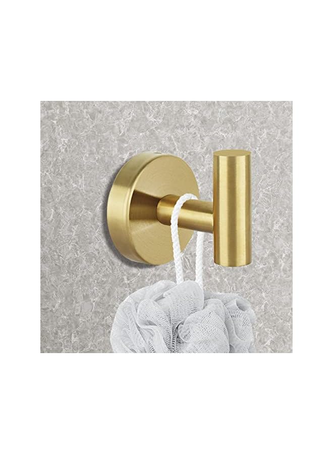promass Towel Hooks Bathroom Coat Hook Robe Hook Stainless Steel Heavy Duty Door Hanger Towel Robe Clothes Cabinet Closet Sponges Wall Hook for Bathroom Bedroom Kitchen Hotel Pool 4 Packs (Gold) - Image 3