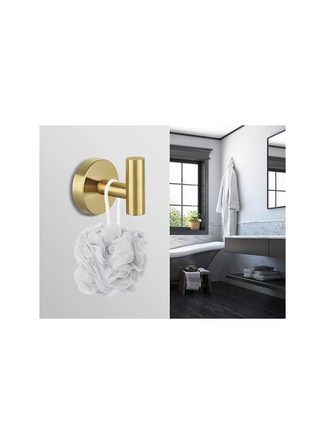 promass Towel Hooks Bathroom Coat Hook Robe Hook Stainless Steel Heavy Duty Door Hanger Towel Robe Clothes Cabinet Closet Sponges Wall Hook for Bathroom Bedroom Kitchen Hotel Pool 4 Packs (Gold) - Image 5