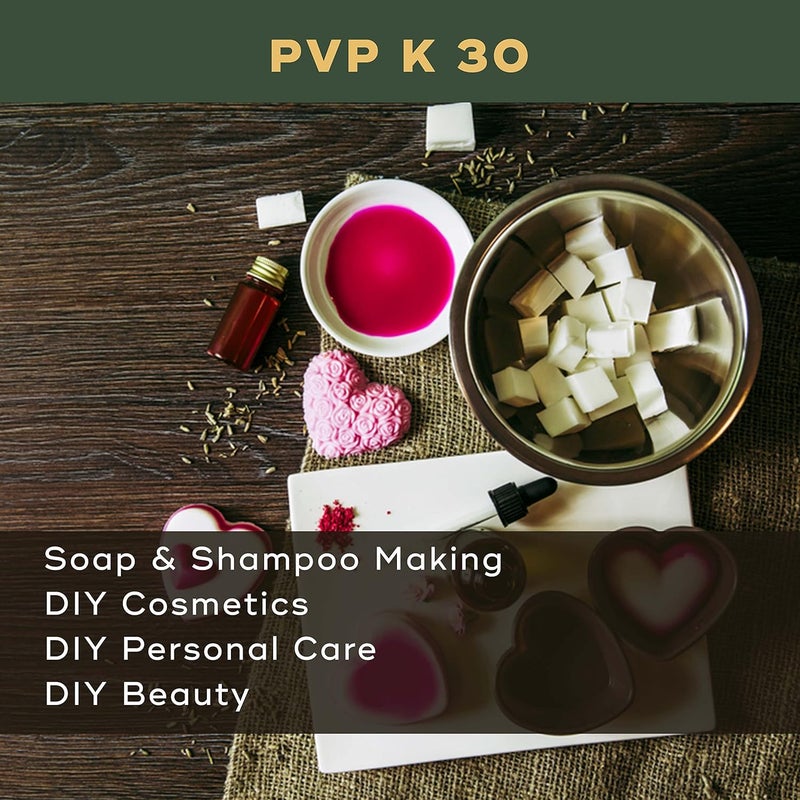 BRM CHEMICALS مواد كيميائية BRM PVP K 301 كجم لصنع الصابون والشامبو ومستحضرات التجميل وصنع السيروم وتركيبات الجمال وترطيب البشرة وصنع اللوشن للاستخدام المنزلي DIY والعناية الشخصية للوجه والشعر والبشرة والجسم - Image 3