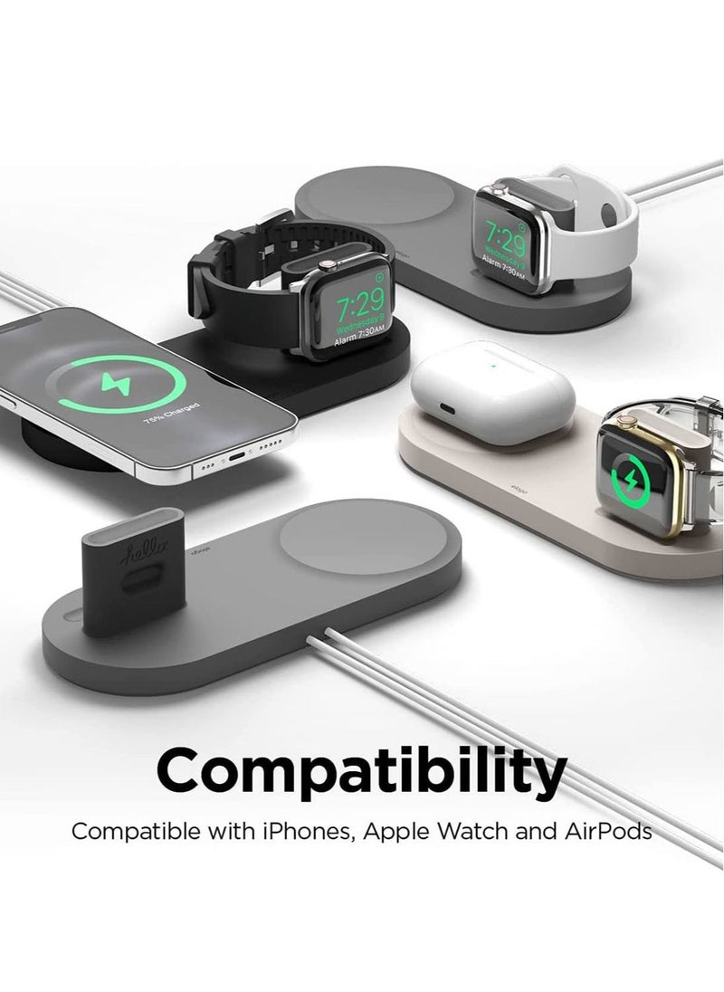 Elago - Charging Hub Duo Stand compatible with MagSafe Charger, iPhone 14 Series, 13 Series, 12 Series, AirPods Pro and Pro 2, AirPods 3 - Stone - Image 1