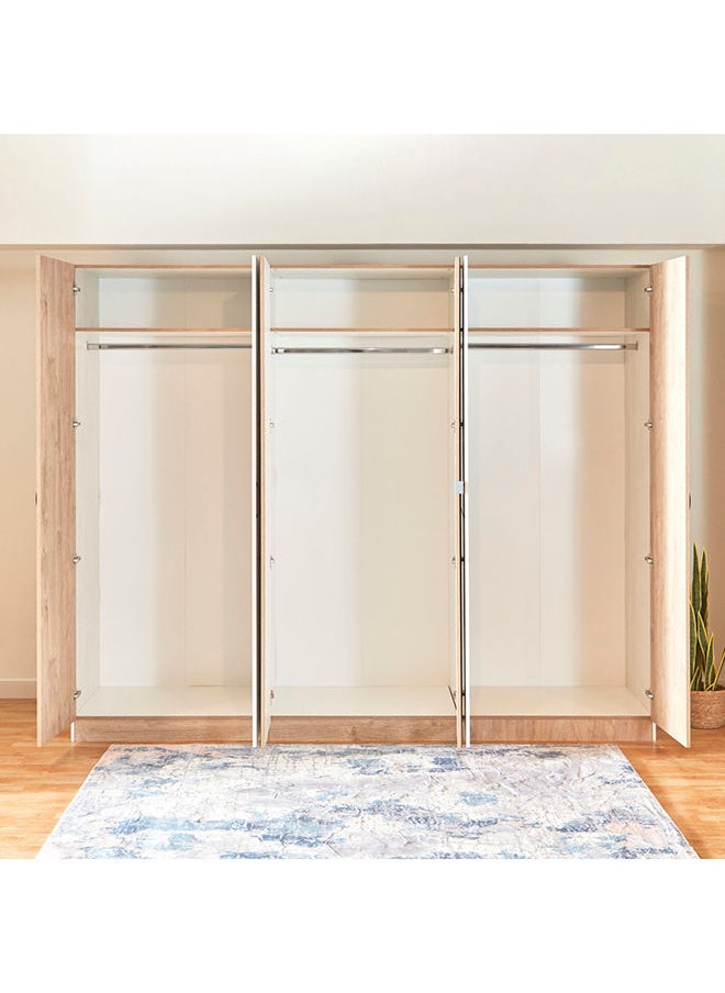 Athens Euro 6-Door Wardrobe with 2 Mirrors 60 x 220 x 270 cm