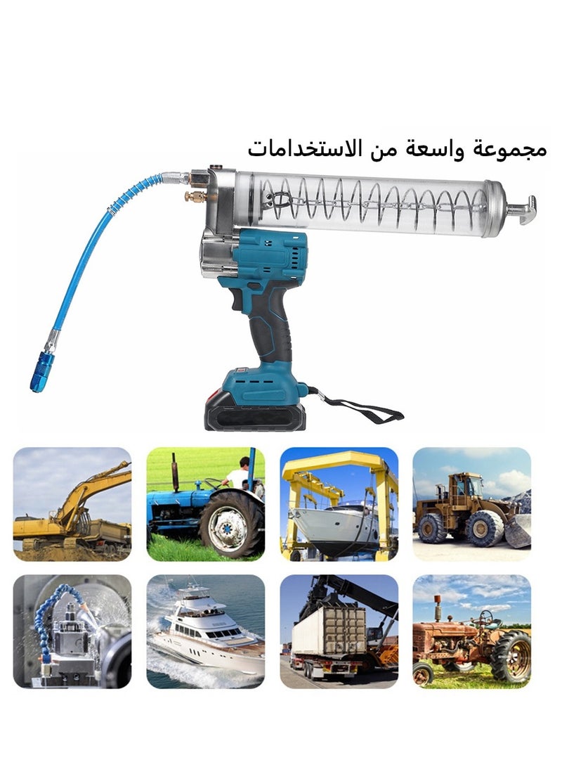 جيرزون مجموعة مسدس الشحم الكهربائي من GearZone، مسدس شحم يعمل بالبطارية بقوة 12000 رطل/بوصة مربعة، مسدس شحم لاسلكي مع بطاريتين وشاحن - اللون أزرق - Image 2