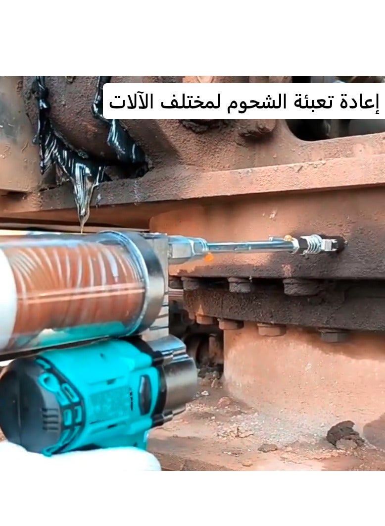 جيرزون مجموعة مسدس الشحم الكهربائي من GearZone، مسدس شحم يعمل بالبطارية بقوة 12000 رطل/بوصة مربعة، مسدس شحم لاسلكي مع بطاريتين وشاحن - اللون أزرق - Image 4