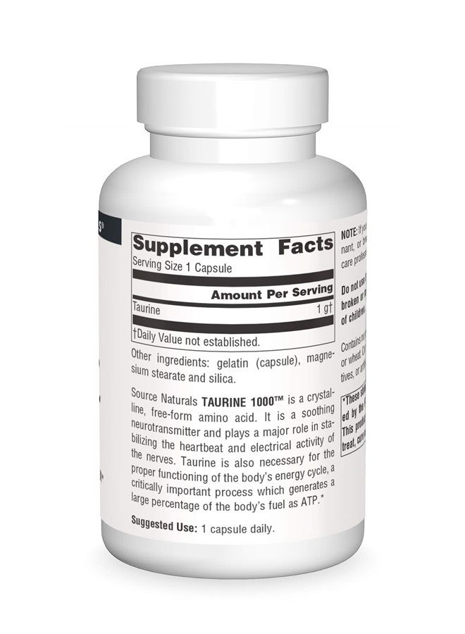 Source Naturals Taurine 1000mg, 120 Capsules - Image 3