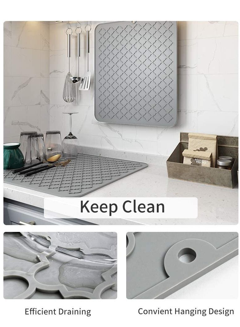 60*40CM Silicone Dish Drying Mat for Multiple Usage,Easy clean,Eco-friendly,Heat-resistant Silicone Mat for Kitchen Counter or Sink,Refrigerator or drawer liner - Image 2