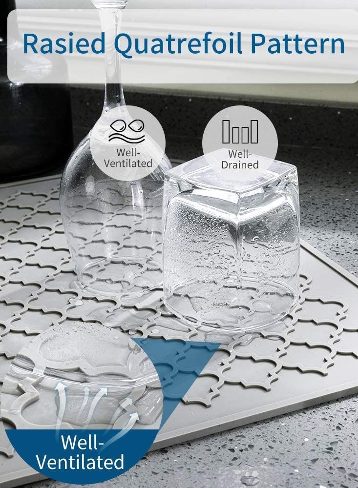 60*40CM Silicone Dish Drying Mat for Multiple Usage,Easy clean,Eco-friendly,Heat-resistant Silicone Mat for Kitchen Counter or Sink,Refrigerator or drawer liner - Image 3