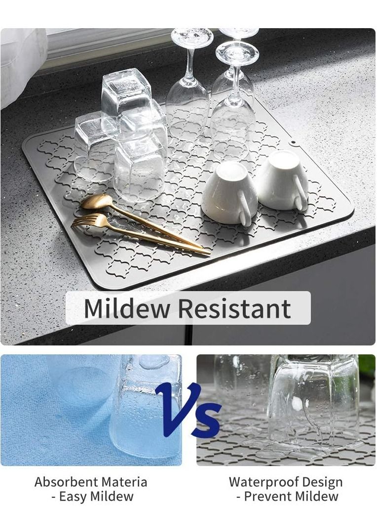 60*40CM Silicone Dish Drying Mat for Multiple Usage,Easy clean,Eco-friendly,Heat-resistant Silicone Mat for Kitchen Counter or Sink,Refrigerator or drawer liner - Image 4