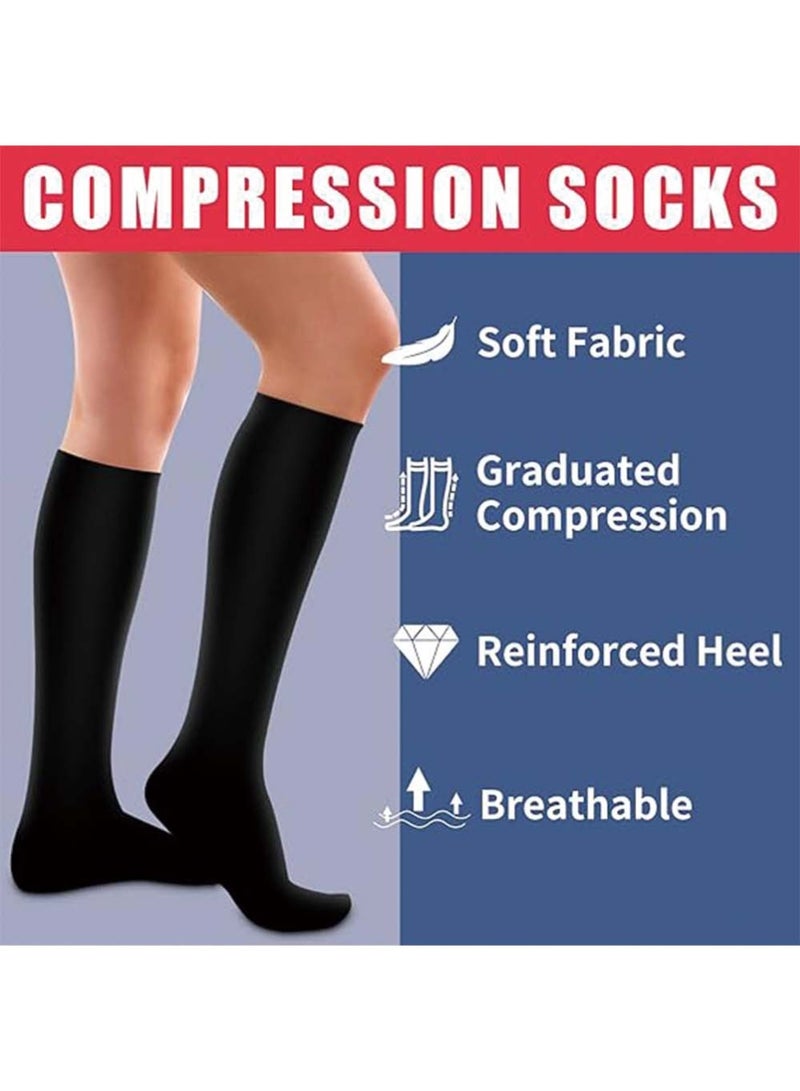Dougez Compression Socks,4 Pairs for Women and Men,20-30 mmHg is Best for Athletic,Travel,Running,Fitness,Reduce Calf Pain Faster Recovery L/XL Long Football Socks Grip Socks - Image 2
