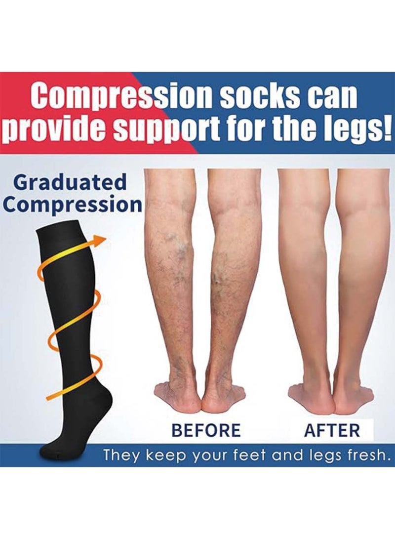 Dougez Compression Socks,4 Pairs for Women and Men,20-30 mmHg is Best for Athletic,Travel,Running,Fitness,Reduce Calf Pain Faster Recovery L/XL Long Football Socks Grip Socks - Image 5