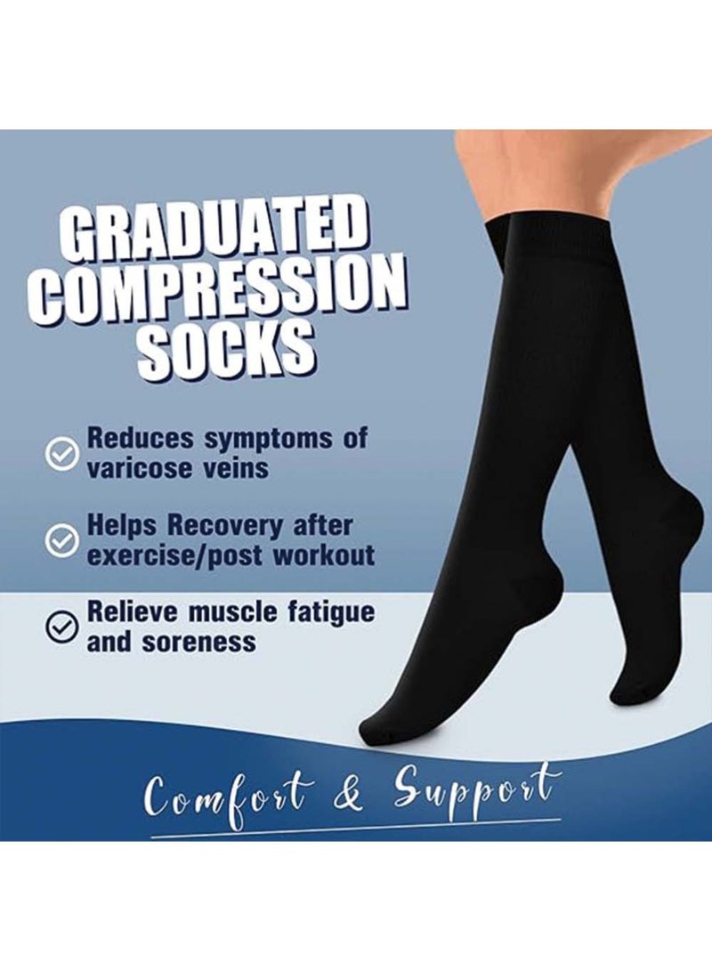 Dougez Compression Socks,4 Pairs for Women and Men,20-30 mmHg is Best for Athletic,Travel,Running,Fitness,Reduce Calf Pain Faster Recovery L/XL Long Football Socks Grip Socks - Image 3